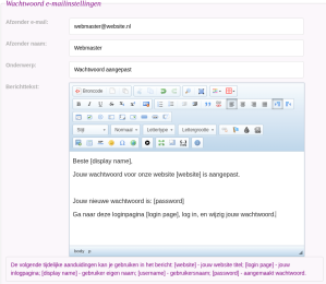 wachtwoord aangepast