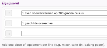 Recipes-equipment