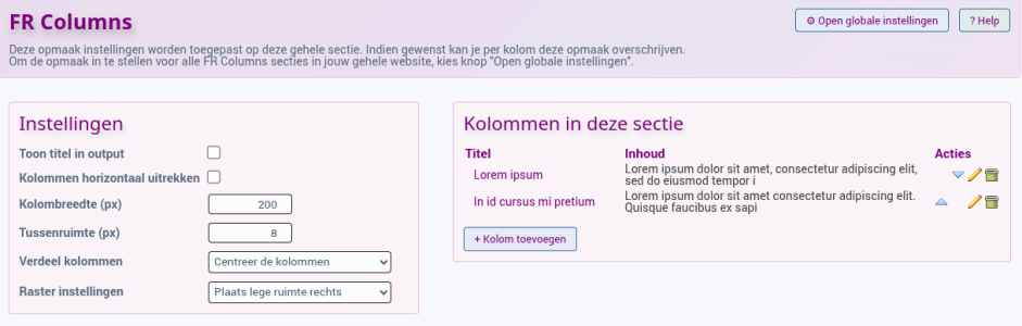 Kolommen algemeen