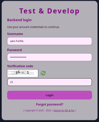 Login page