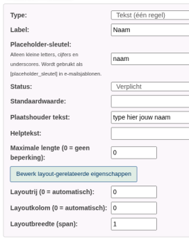 aangemaakt veld