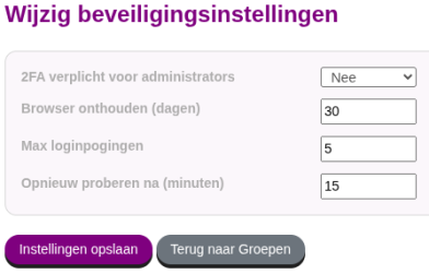 Beveiligingsinstellingen
