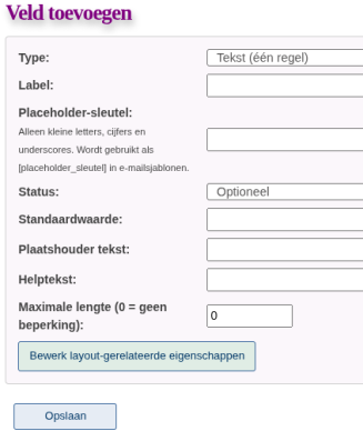 velden toevoegen